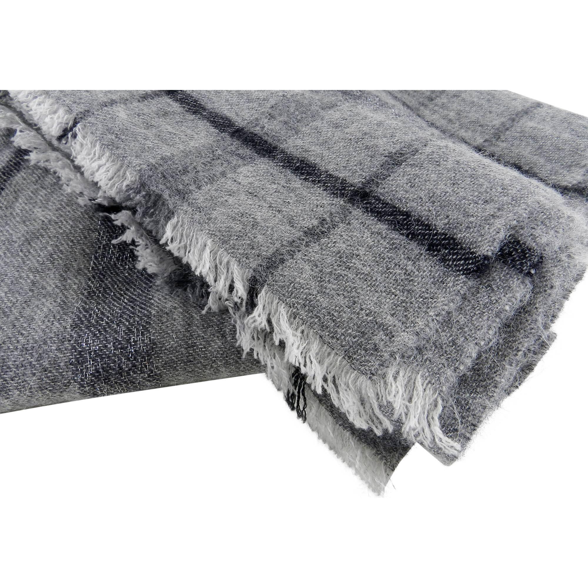 Gray Brunello Cucinelli Grey Large Square Check Cashmere Shawl Wrap