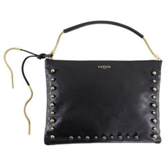 Lanvin Resort 2015 Black Leather Bag with Gold Chain Fringe and Beads