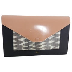 Celine Tricolor Nude and Lizard Pocket Envelope Clutch Bag