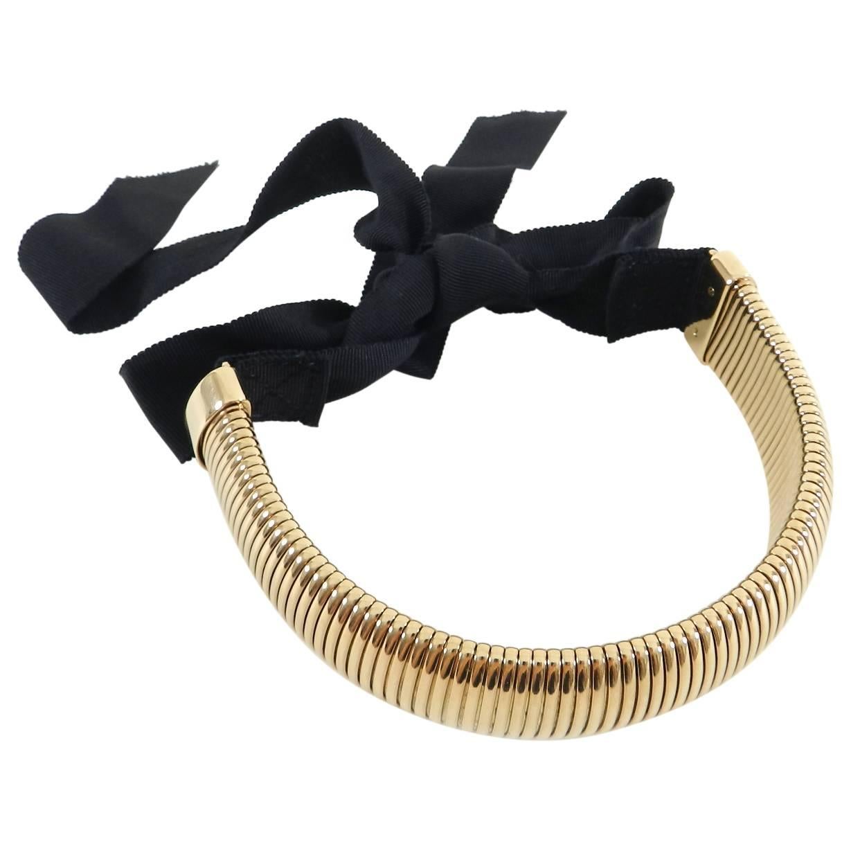 Lanvin Runway Gold Metal Choker Necklace, Spring 2012 