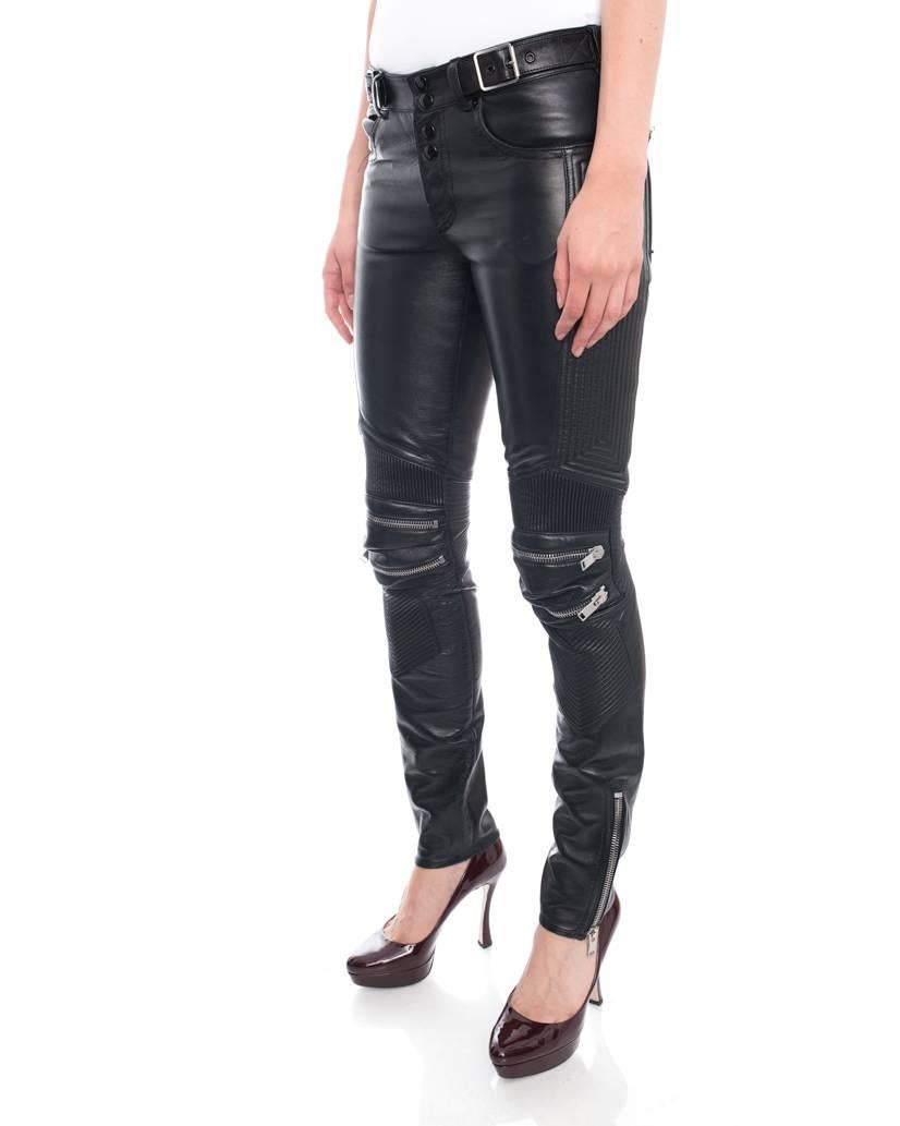 ysl leather pants with zippers