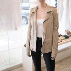 Rick Owens Light Pearl Beige Leather Biker Jacket - 6