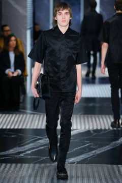 Prada Fall 2015 Black Nylon Short Sleeve Runway Jacket - M