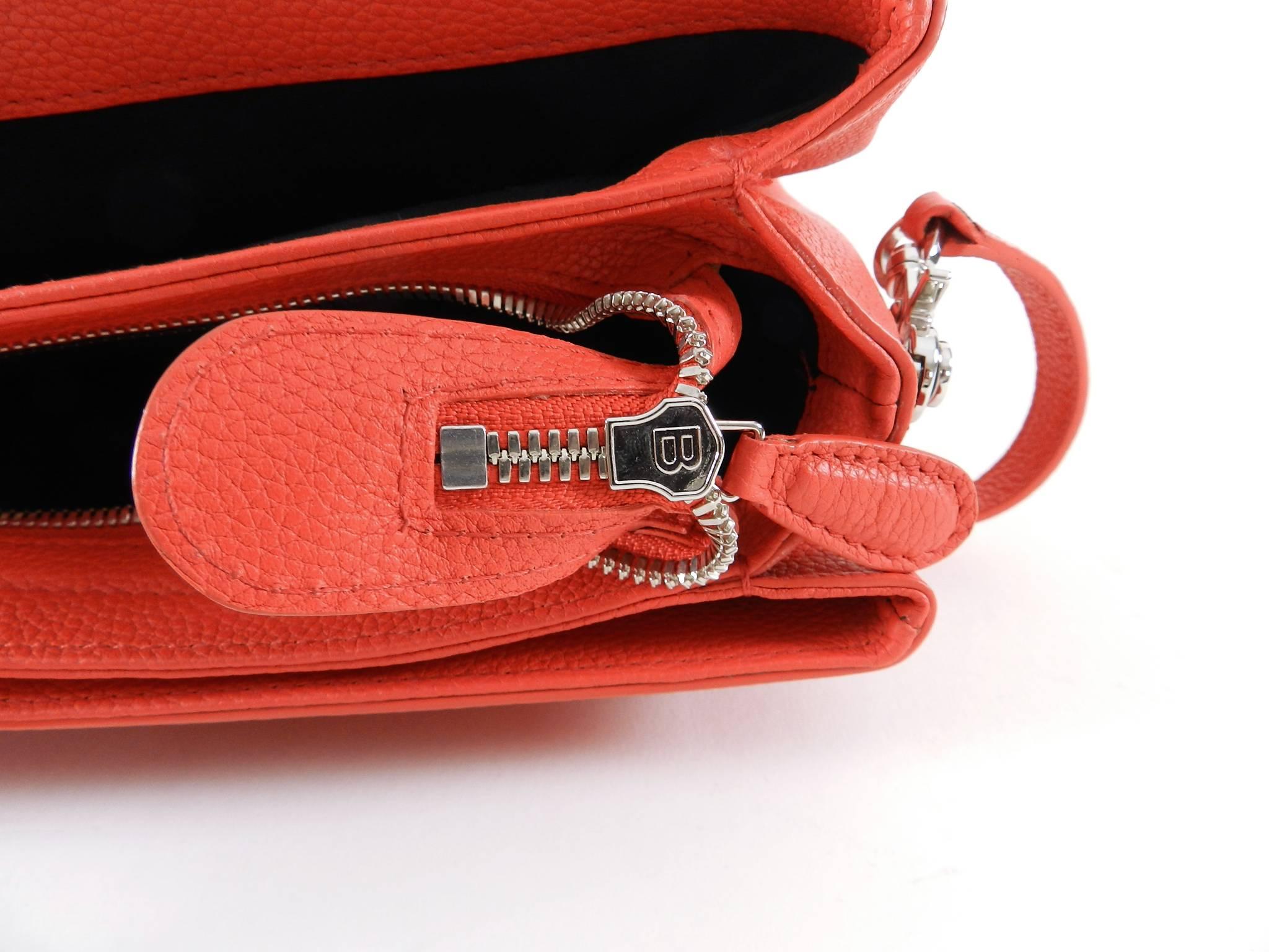 Balenciaga Le Dix Hot Coral Soft Courrier Leather Crossbody Bag 4