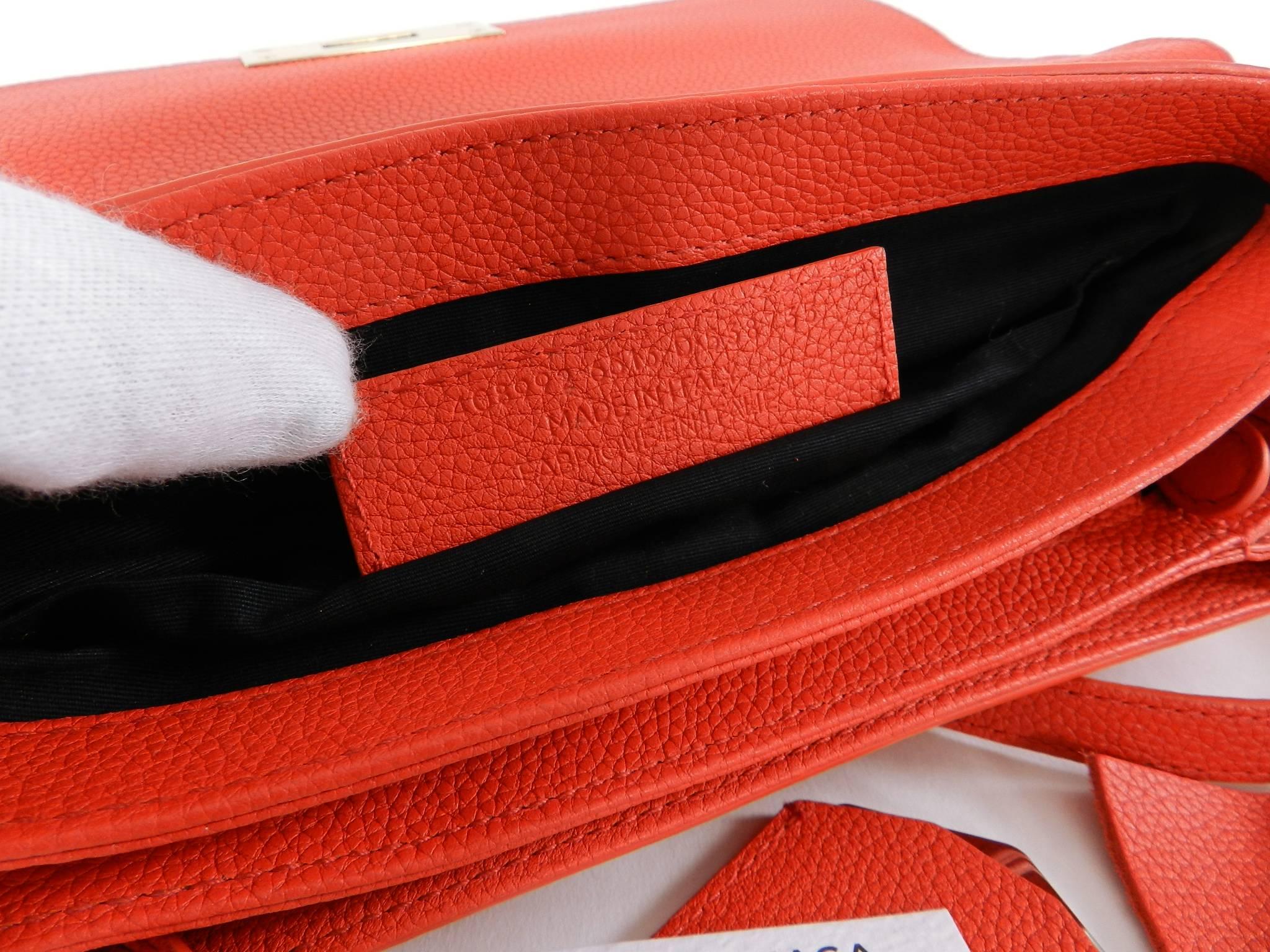 Balenciaga Le Dix Hot Coral Soft Courrier Leather Crossbody Bag 8