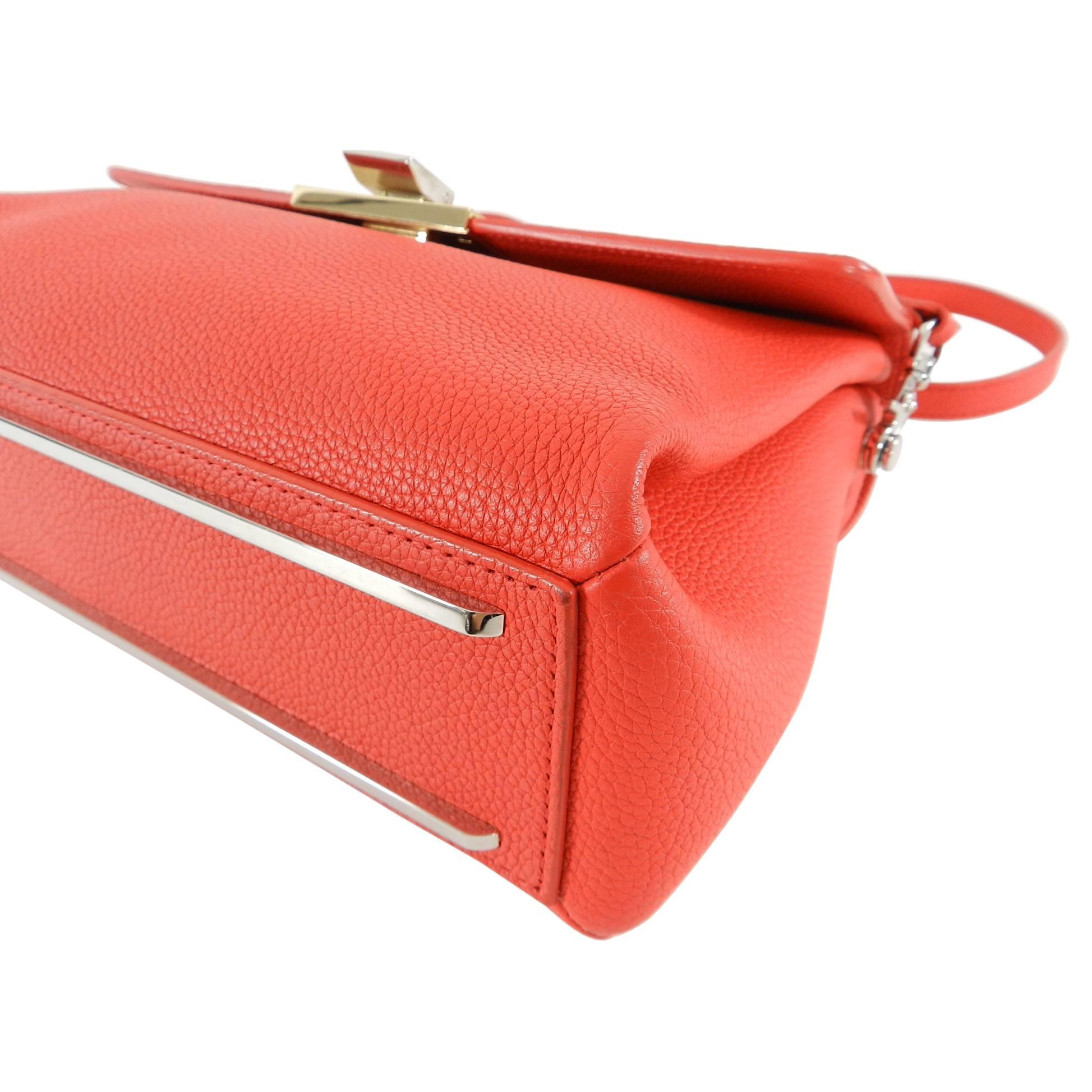 Balenciaga Le Dix Hot Coral Soft Courrier Leather Crossbody Bag 6