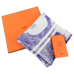 Hermes Purple and White Brides de Gala en Finesse 90cm Silk Scarf