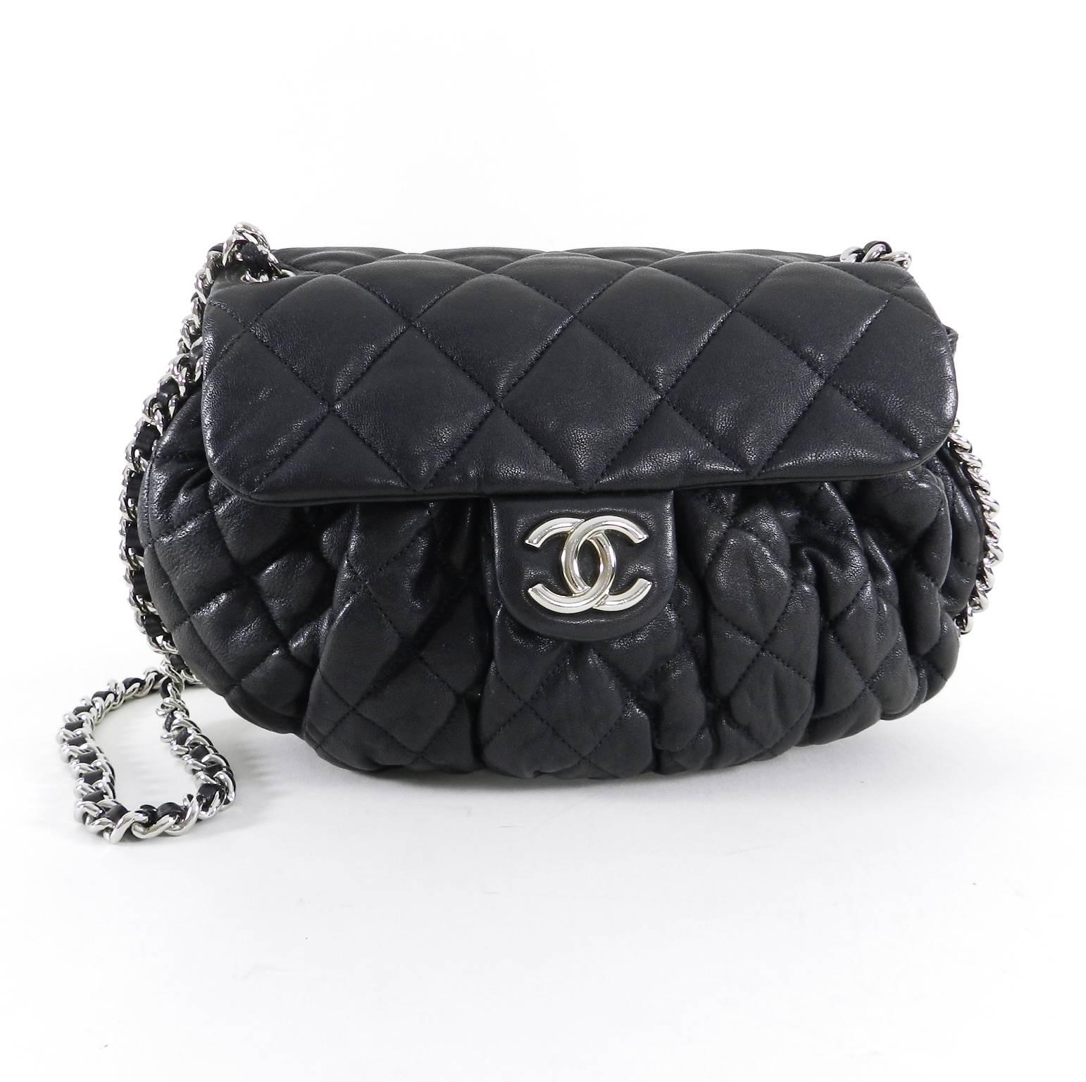 Black Chanel Cruise 2011 black lambskin Quilt “Chain Around” Flap Bag