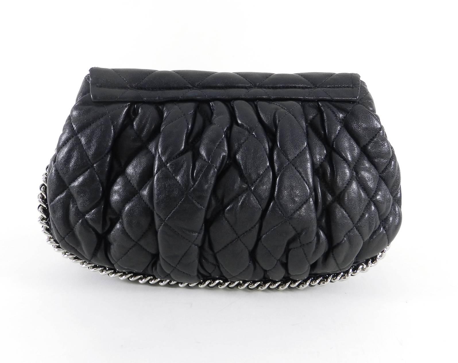 Chanel Cruise 2011 black lambskin Quilt “Chain Around” Flap Bag In Excellent Condition In Toronto, ON
