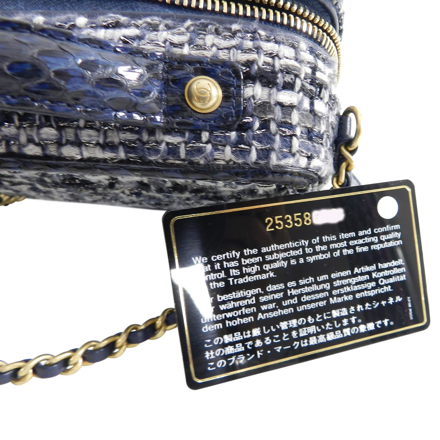 Women's Chanel Blue Python CC Filigree Vanity Case Bag, 2018  