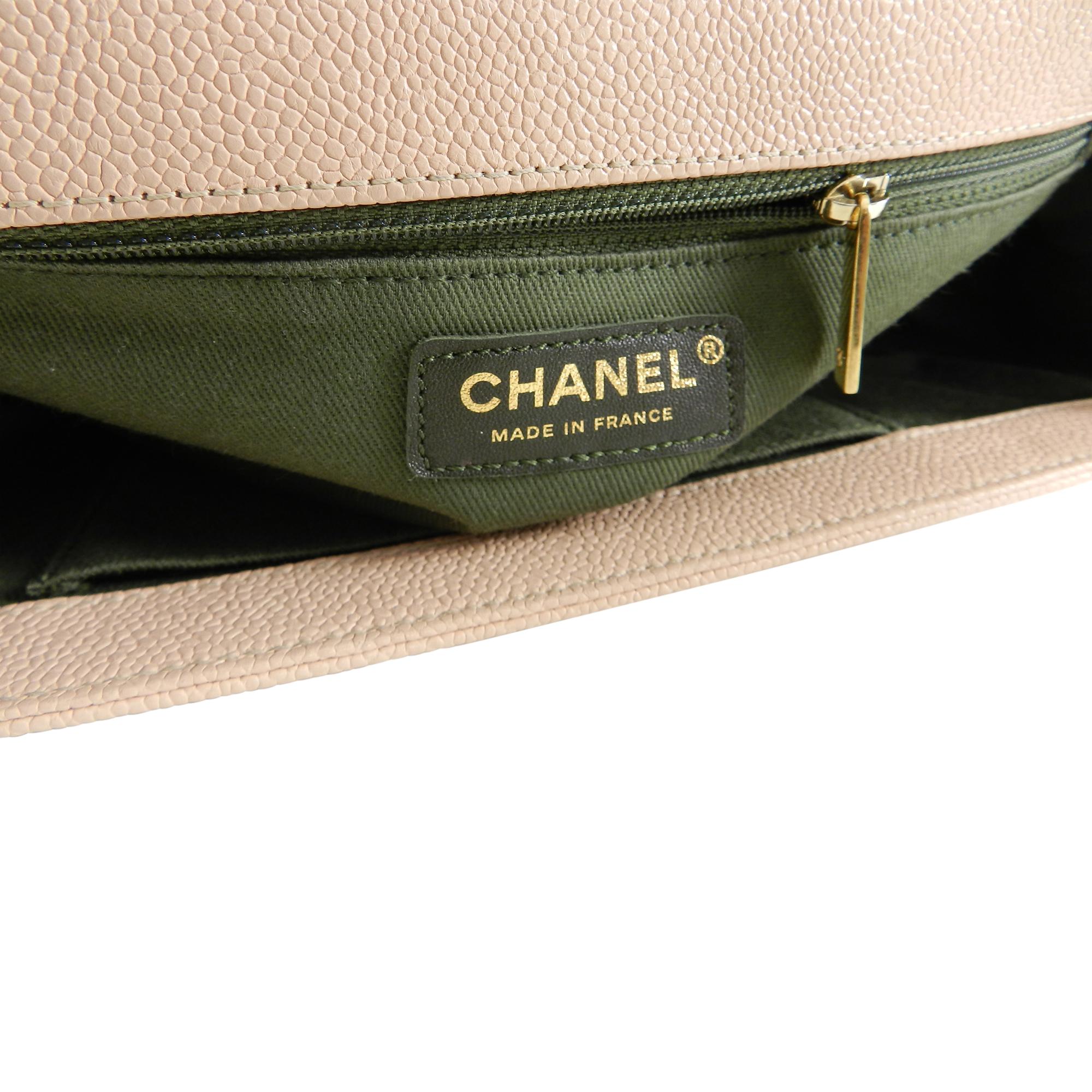 Chanel 17C Light Beige New Medium Quilted Caviar Boy Bag 2