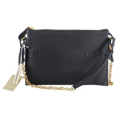 Burberry Black Peyton Embossed Logo Zip Crossbody Bag