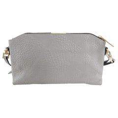 Burberry Grey Peyton Embossed Check Crossbody Bag