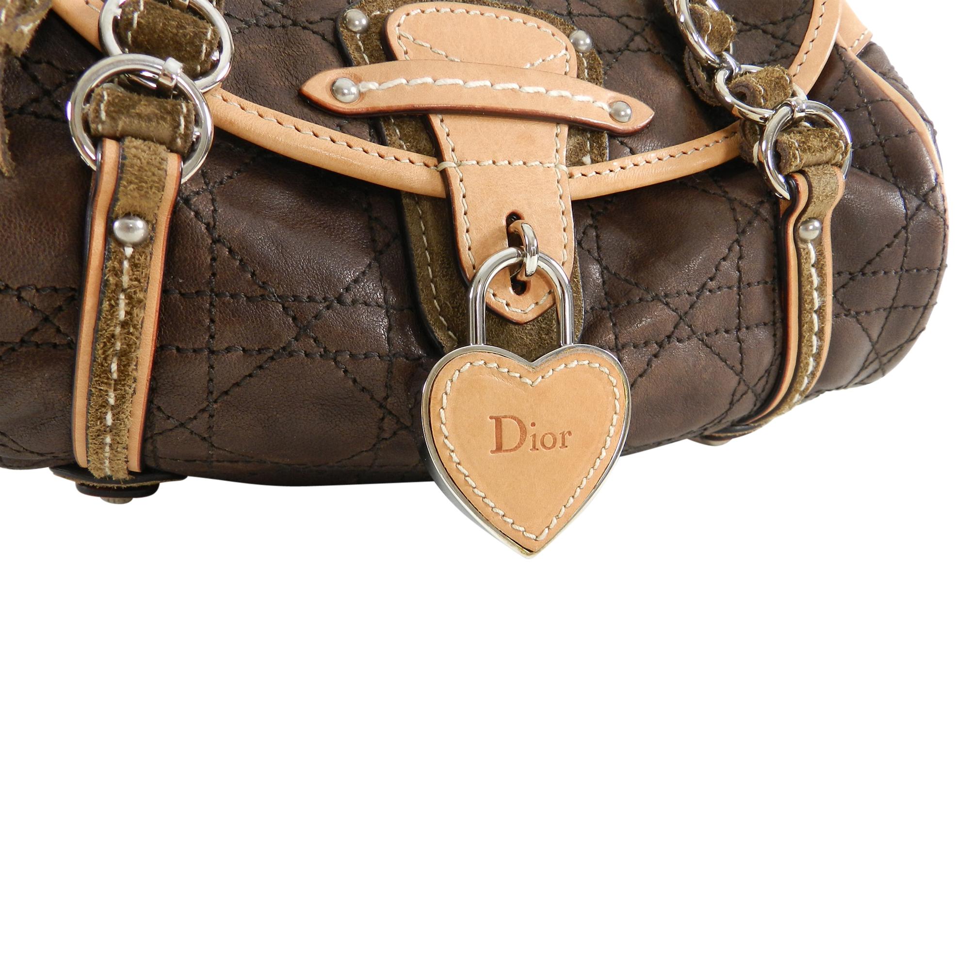 Black Christian Dior Brown Leather Romantique Small Bag
