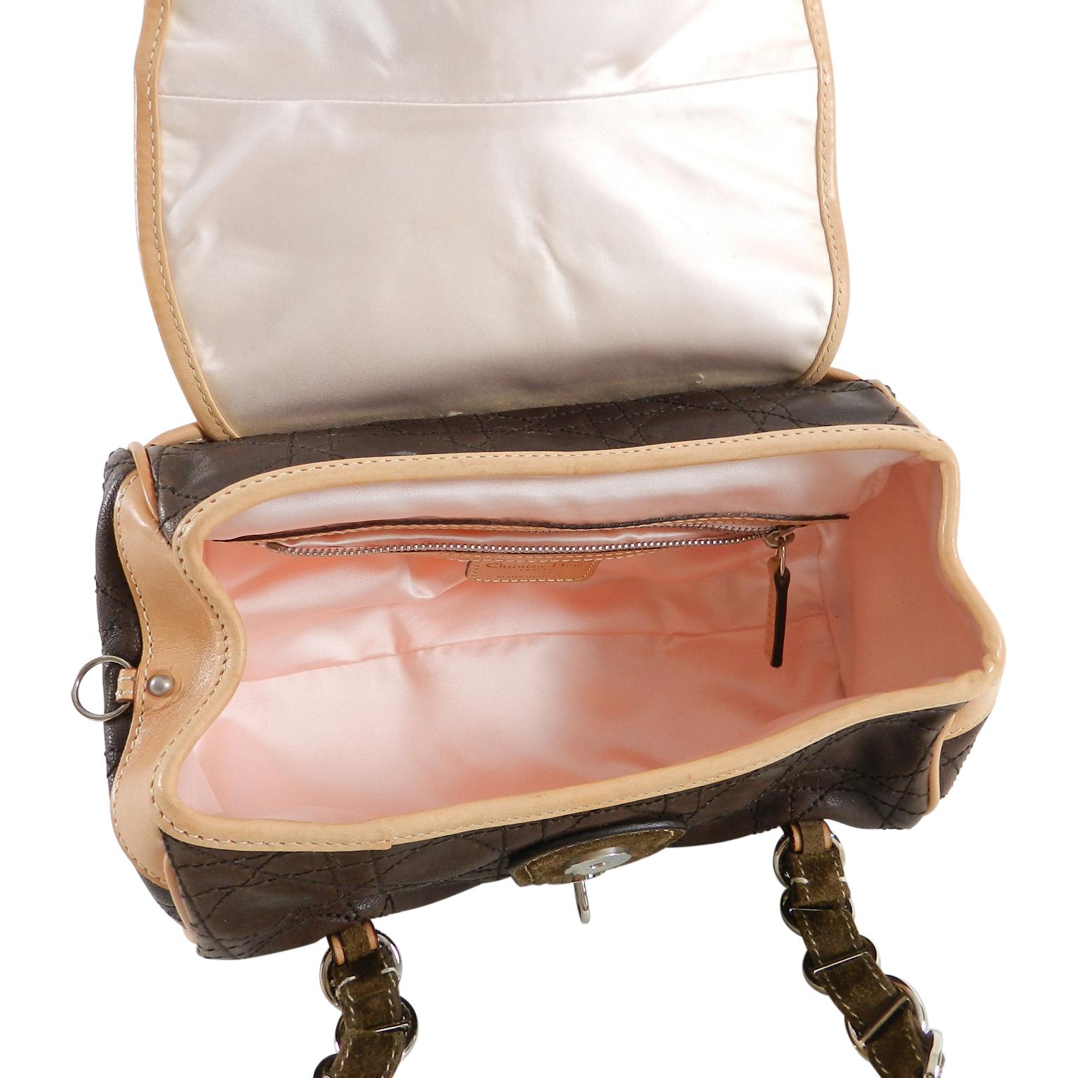 Women's Christian Dior Brown Leather Romantique Small Bag