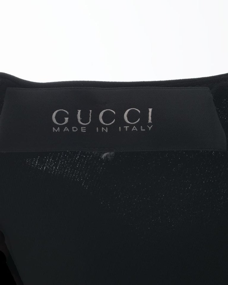Gucci Black Jersey ¾ Sleeve Seamed Dress - 8/10 at 1stDibs