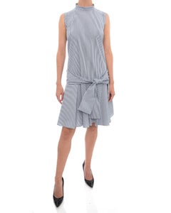 Brunello Cucinelli Blue Striped Cotton Dress with Sash - M