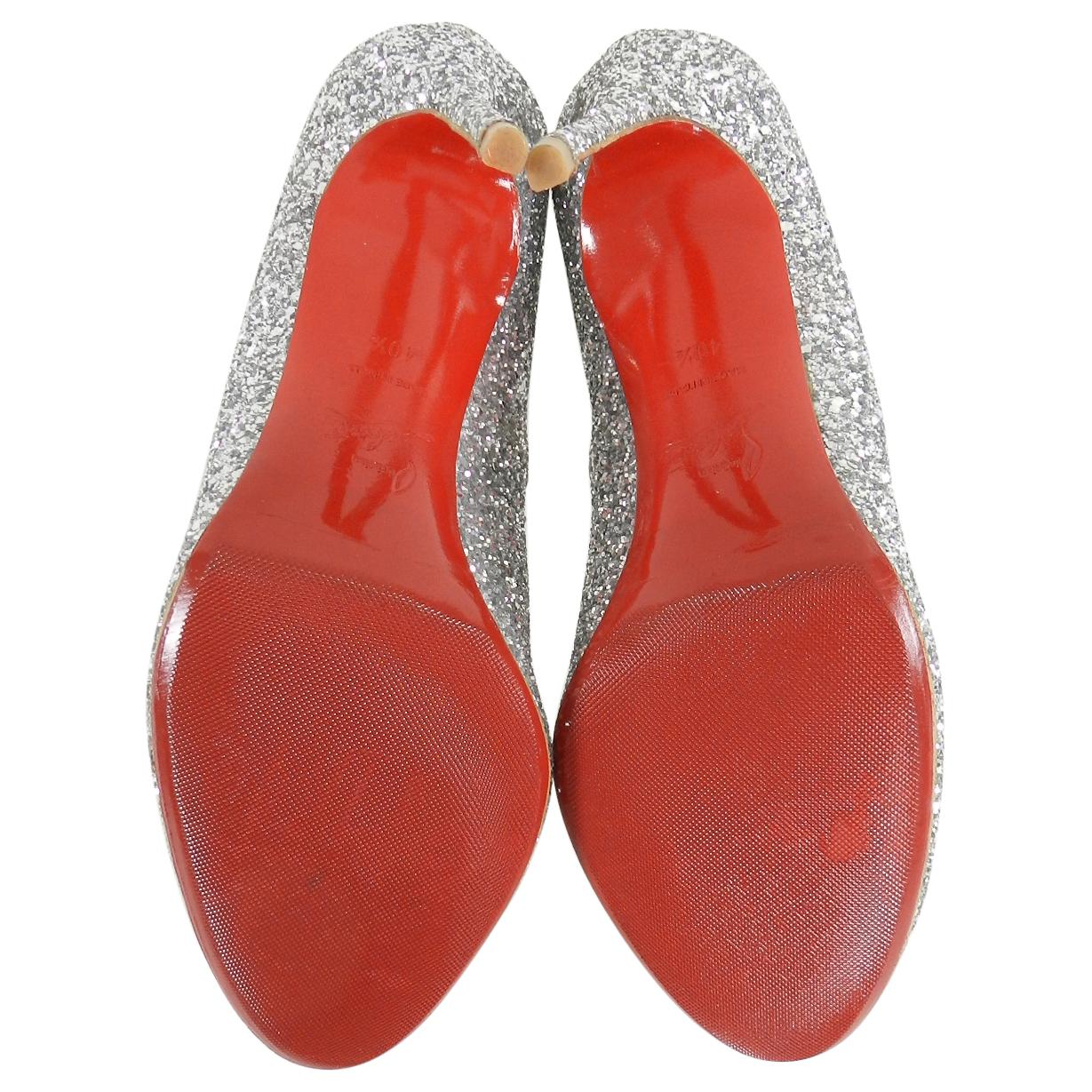 Christian Louboutin Silver Sparkle Glitter Fifille 110 Pumps Heels In Excellent Condition In Toronto, ON