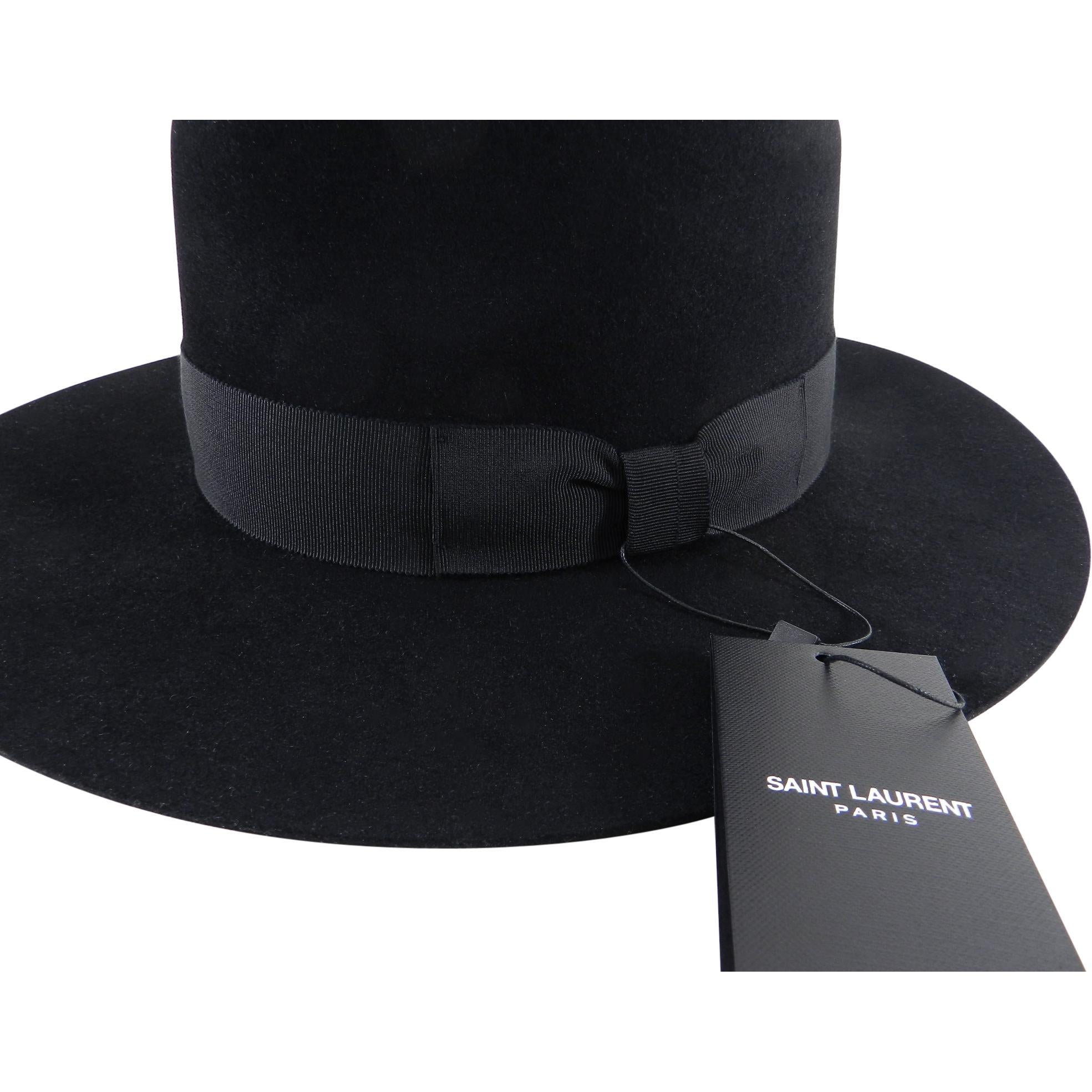 Saint Laurent Black Felt Fedora Wide Brim Hat, Fall 2016  1