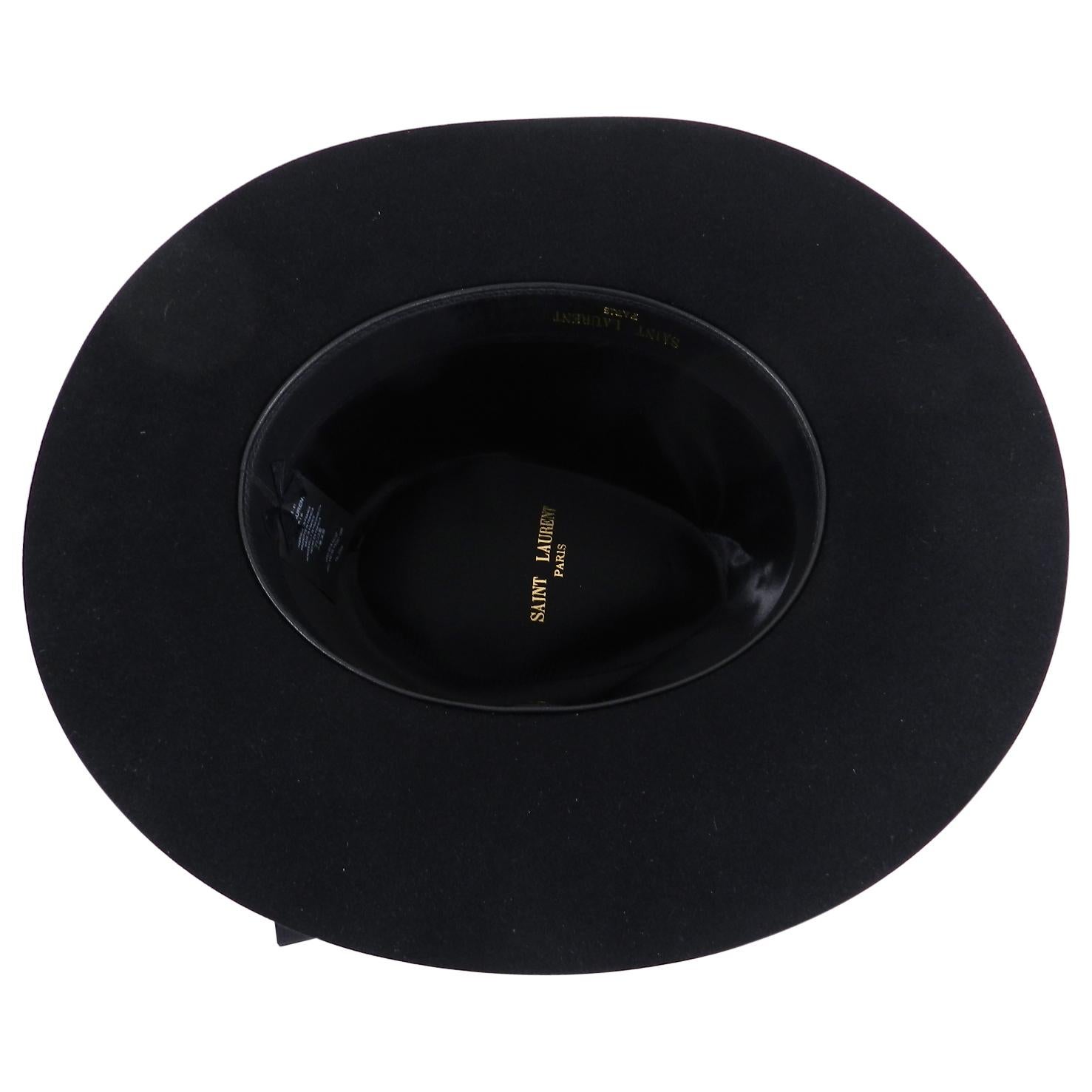 Saint Laurent Black Felt Fedora Wide Brim Hat, Fall 2016  3