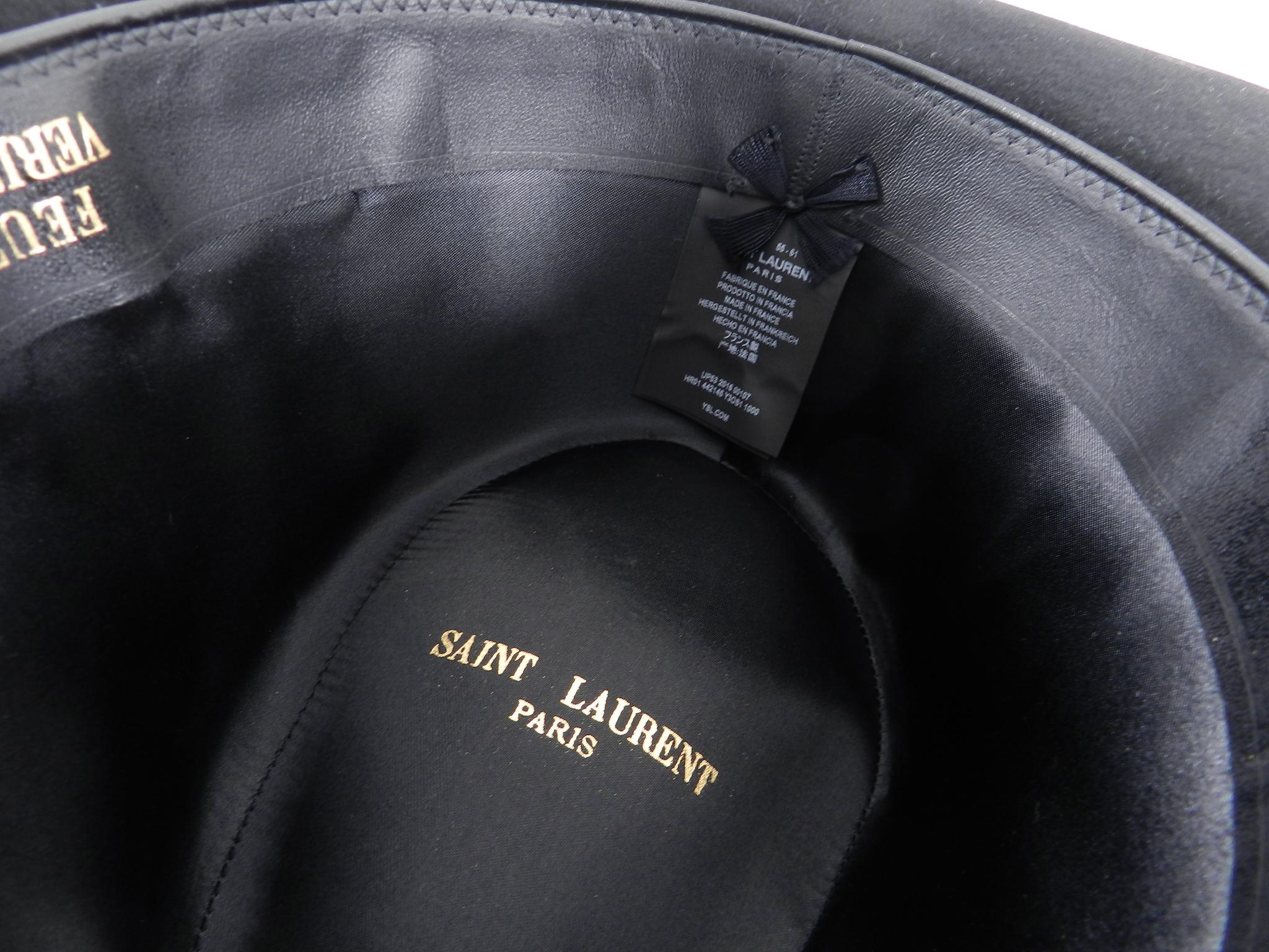 Saint Laurent Black Felt Fedora Wide Brim Hat, Fall 2016  4