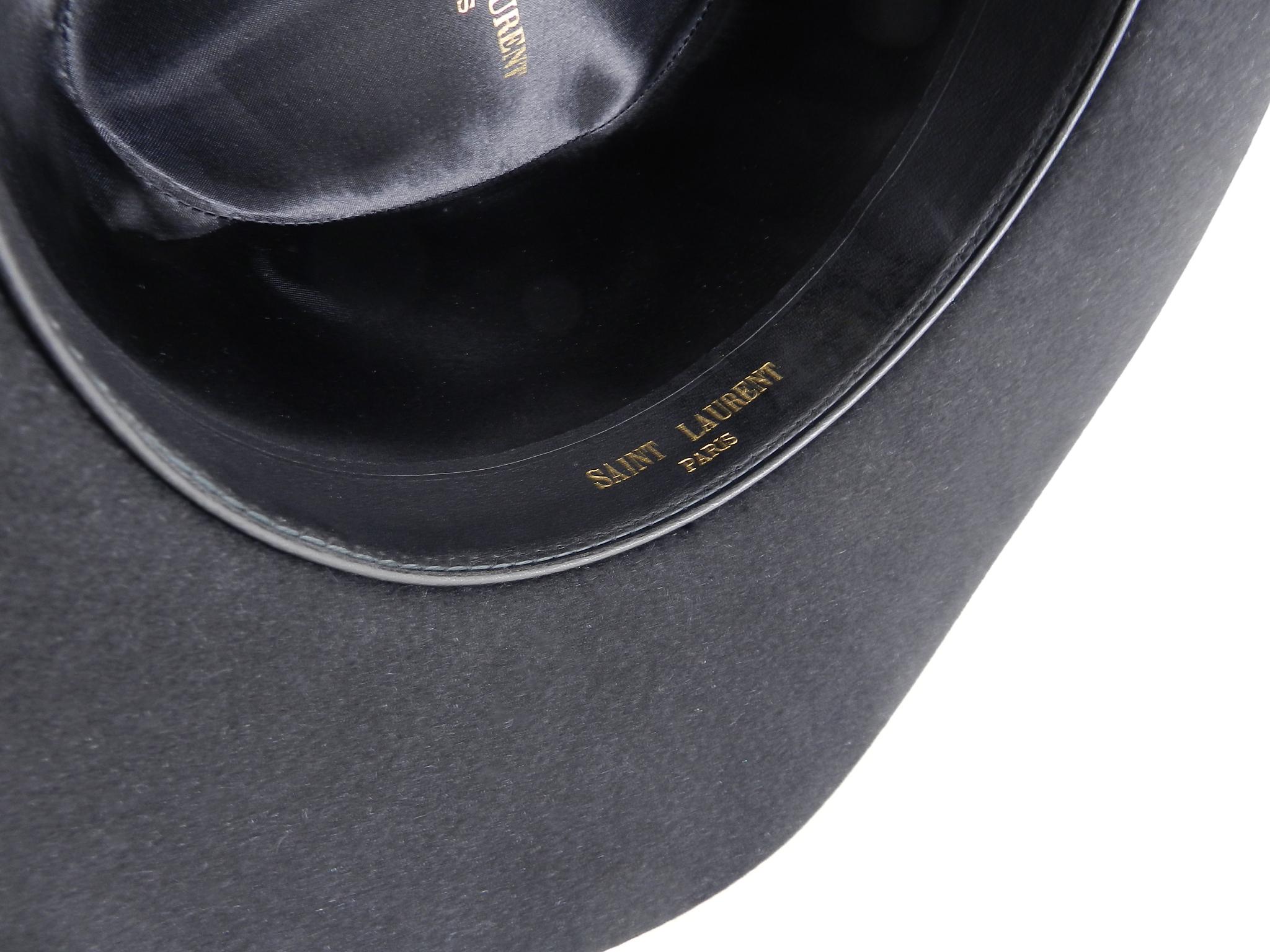 Saint Laurent Black Felt Fedora Wide Brim Hat, Fall 2016  5