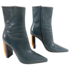 Vetements Blue Leather Reflector Ankle Boots