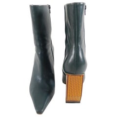 Vetements Blue Leather Reflector Ankle Boots