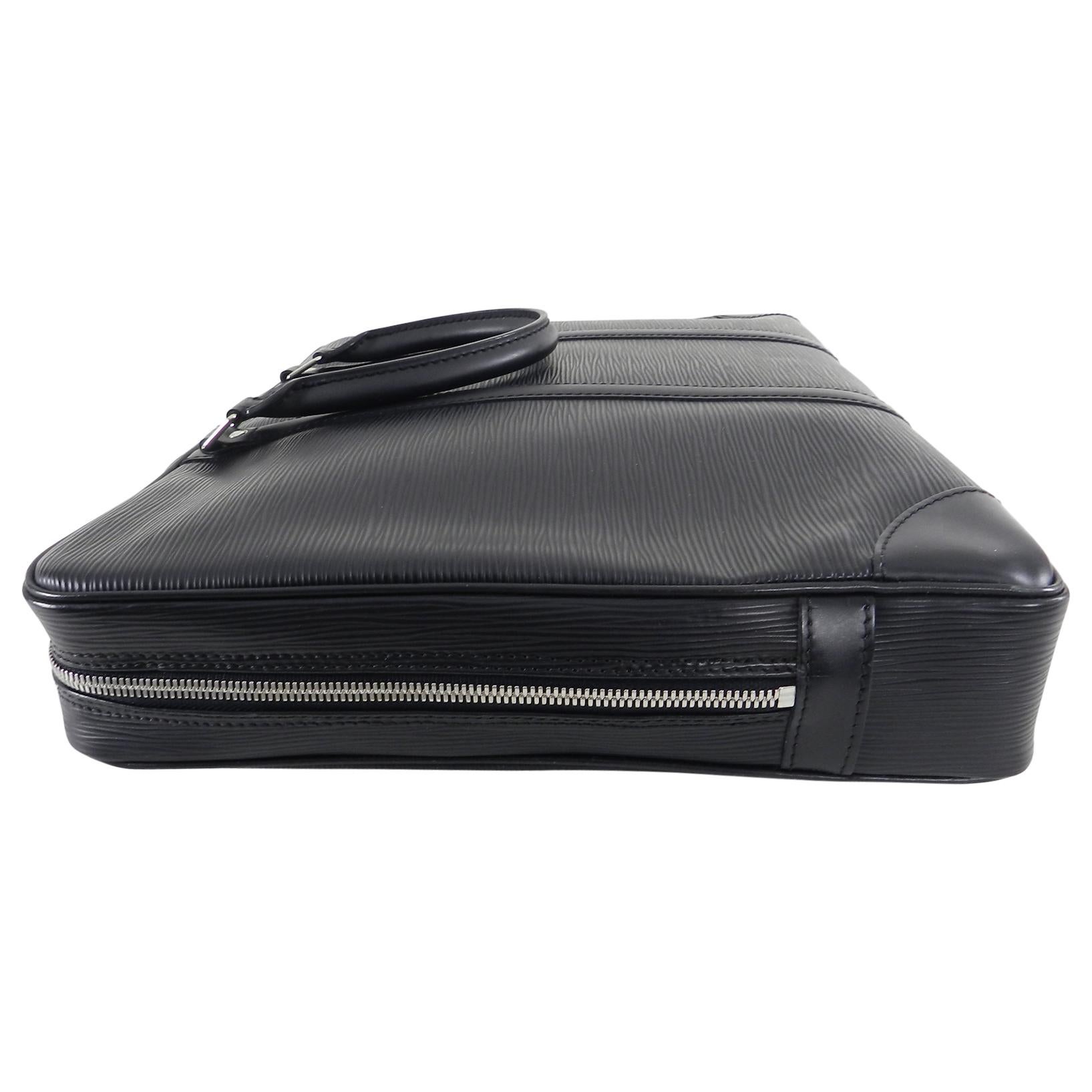 Women's or Men's Louis Vuitton Black Epi Porte Documents Voyage Laptop Bag