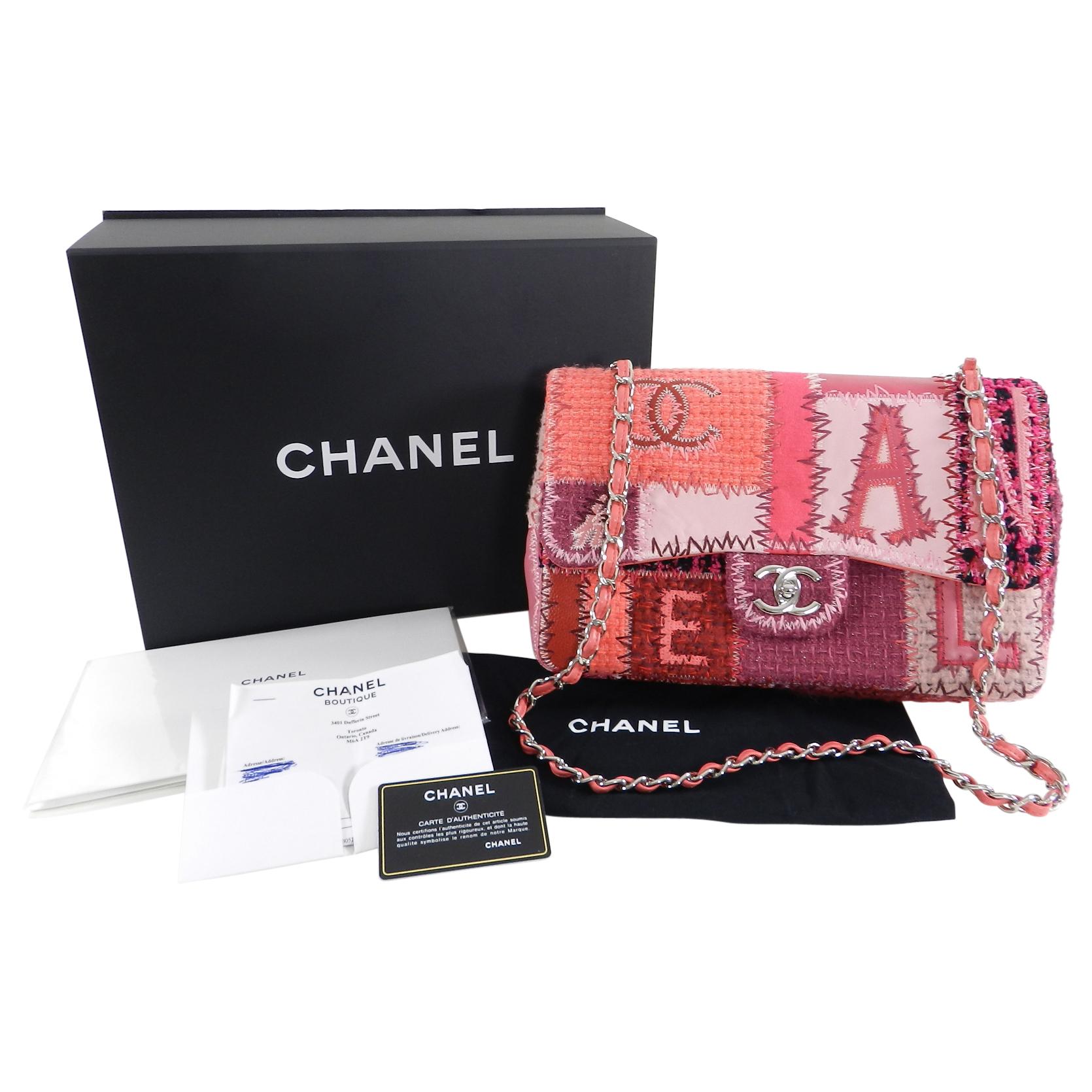 chanel pink patchwork bag