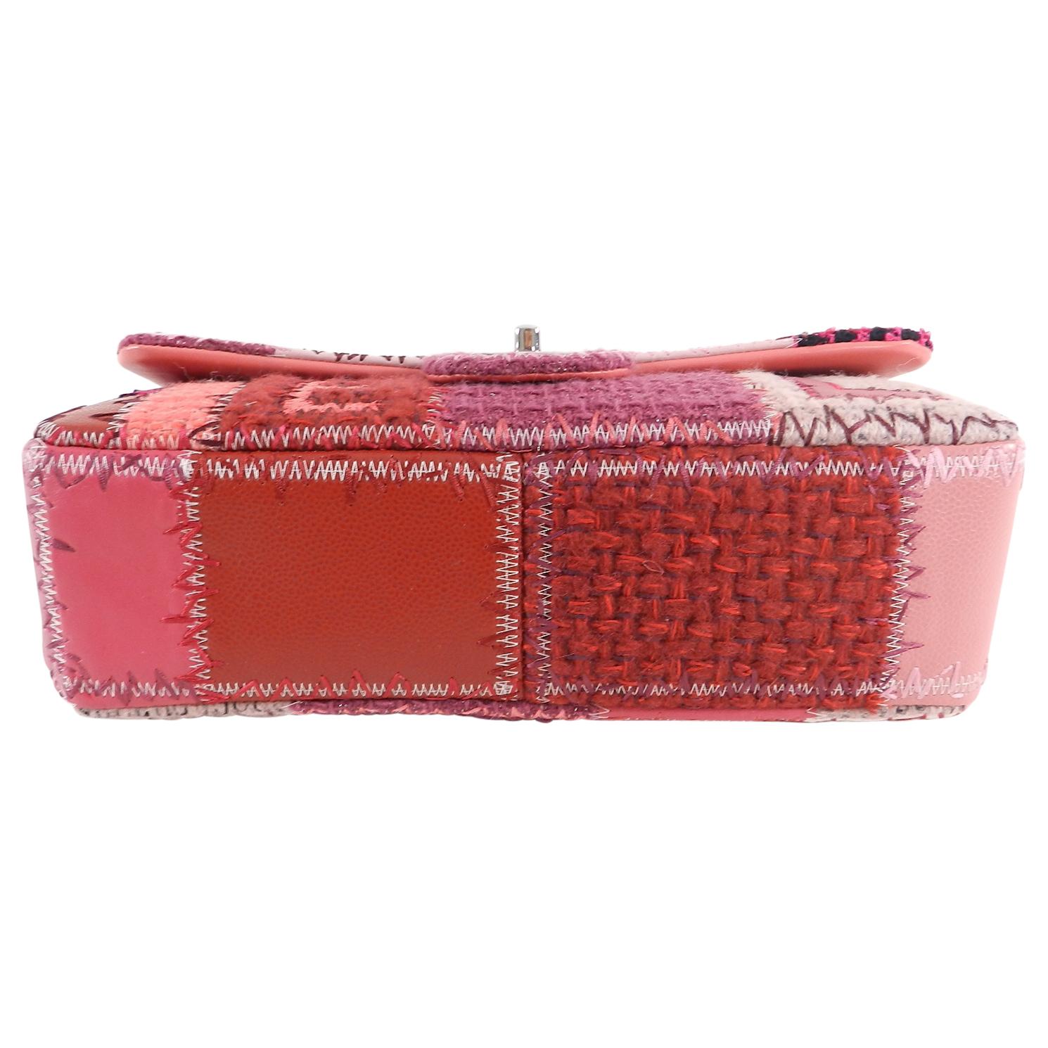 Chanel Pink Tweed Patchwork Coco Chanel Jumbo Flap Bag 1