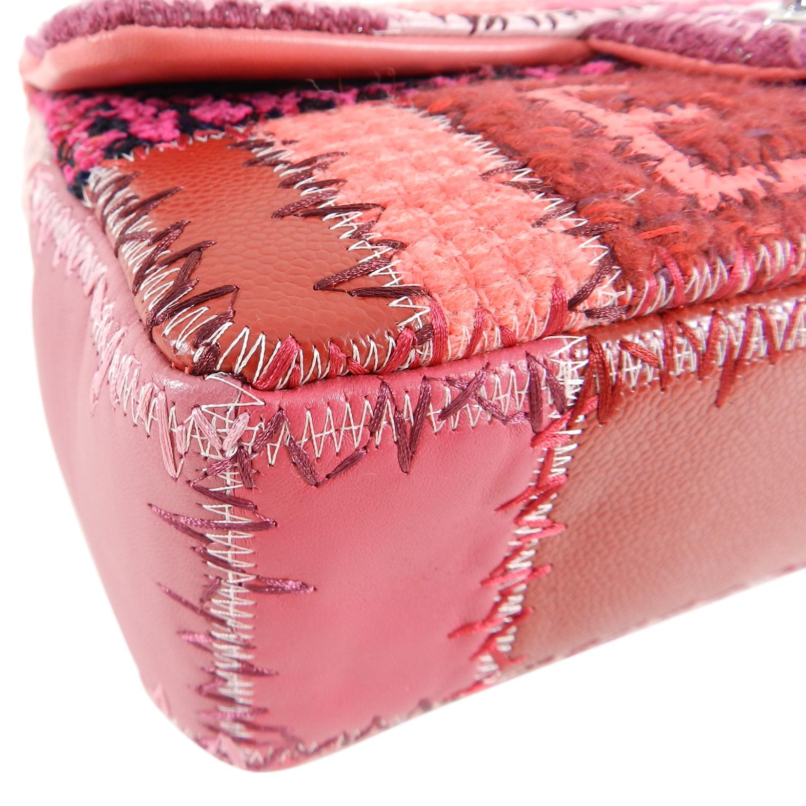 Chanel Pink Tweed Patchwork Coco Chanel Jumbo Flap Bag 3