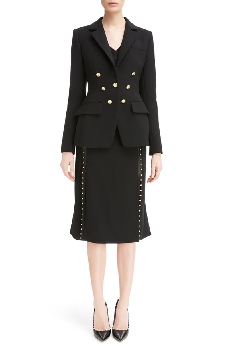 Altuzarra Ward Black Blazer with Gold Fox Buttons.  Front pockets, notched collar, gold fox buttons. Marked size FR 44 (USA 12).  Garment bust measures 38” , garment waist measures 36” and is recommended for about 30-32” waist person for ease of