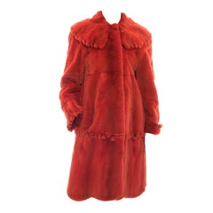 Vintage Adolfo Birger Christensen Orange Sheared Mink Fur Coat - 10