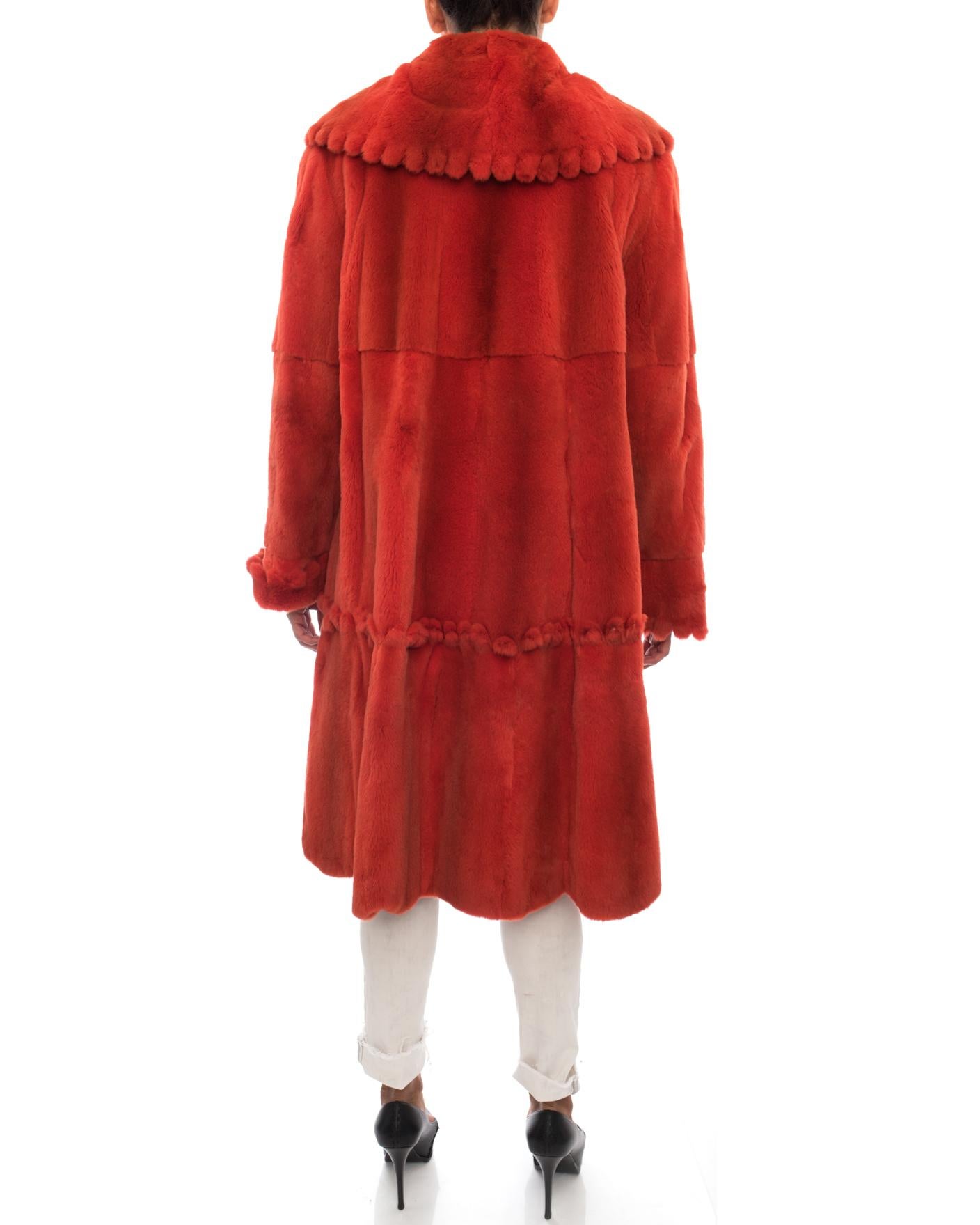 Red Vintage Adolfo Birger Christensen Orange Sheared Mink Fur Coat - 10