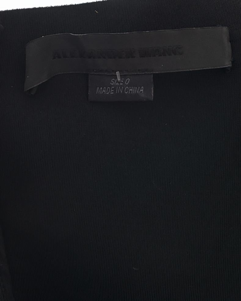 Alexander Wang Black Leather and Draped Jersey Dress - 0 3