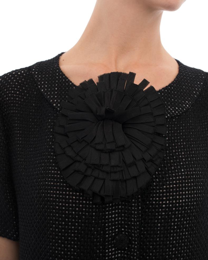 Fendi Black 1960’s Style Dress with Flower Accent - 8 1