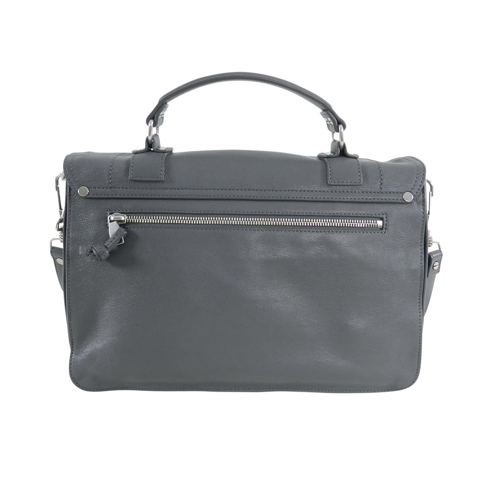 Gray Proenza Schouler PS1 Medium Heather Grey Leather Satchel Bag