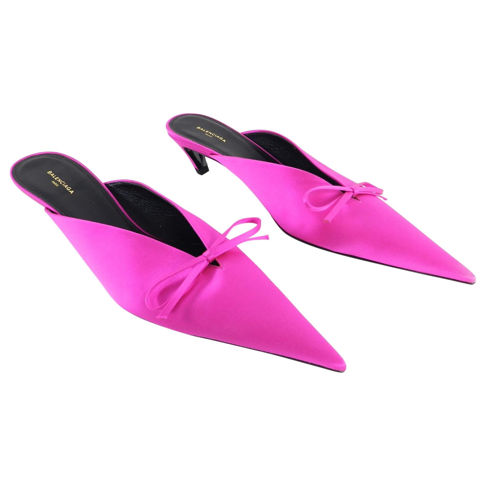 Balenciaga Fuchsia Satin 40mm Knife Mules - 40