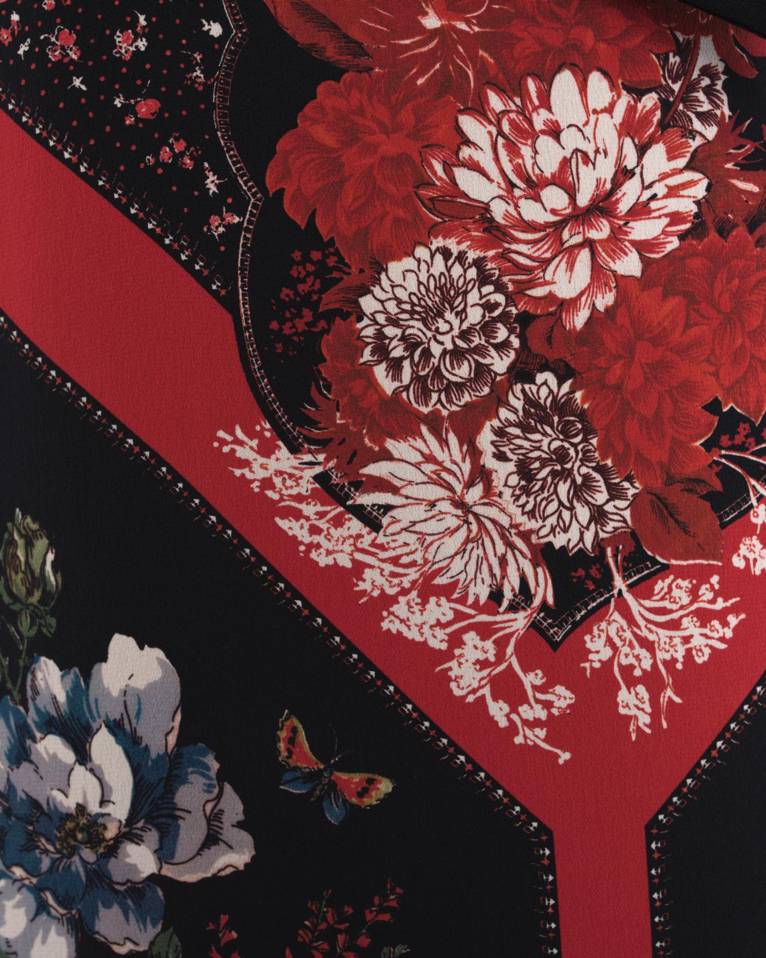 Alexander Mcqueen Red and black Silk Floral Shift Dress - 2 1