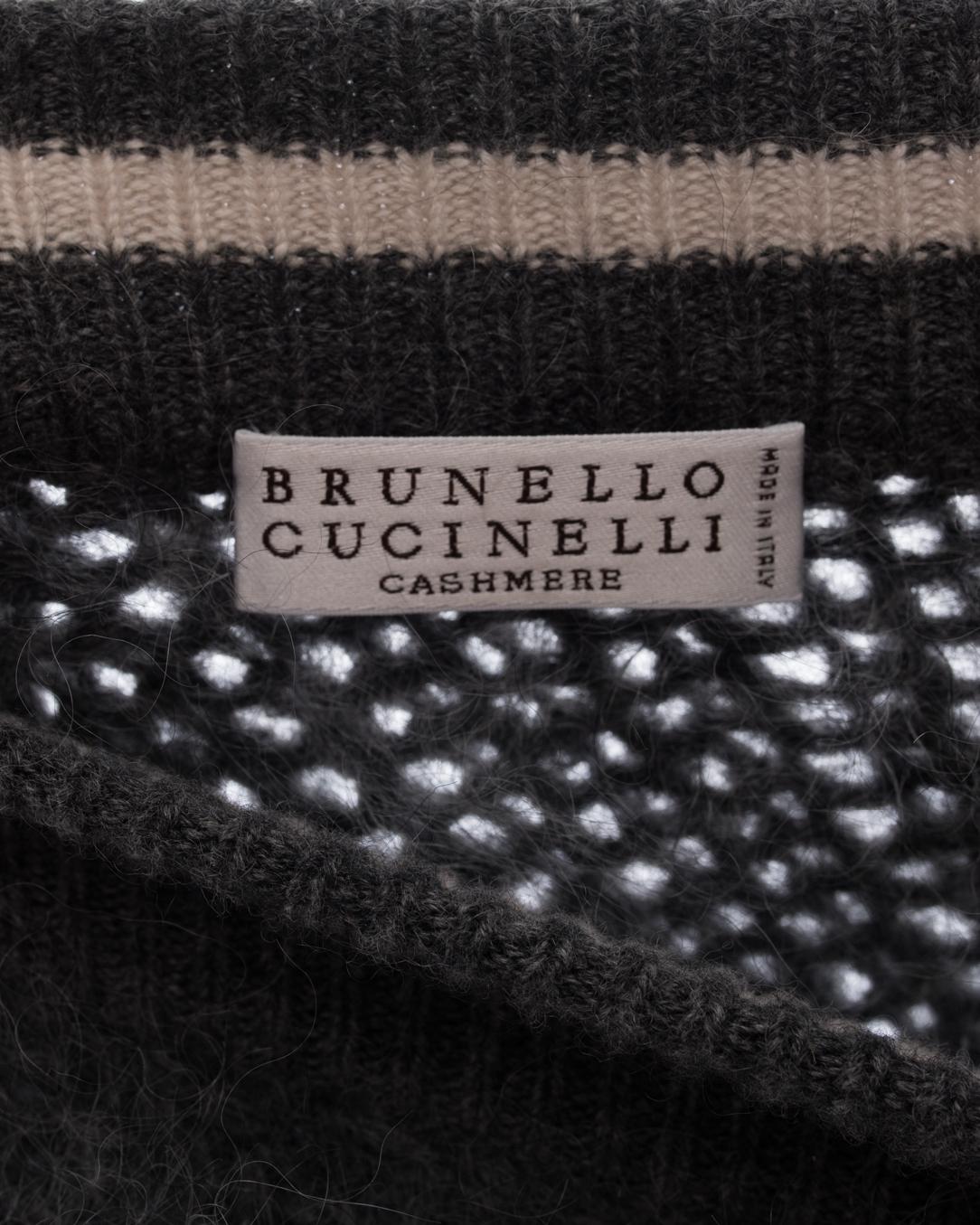Brunello Cucinelli Grey Chunky Knit Mohair / Wool Collegiate Sweater - M 1