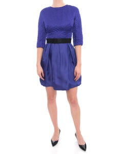Christian Dior Purple Silk Dress with Black Beaded Belt - 4