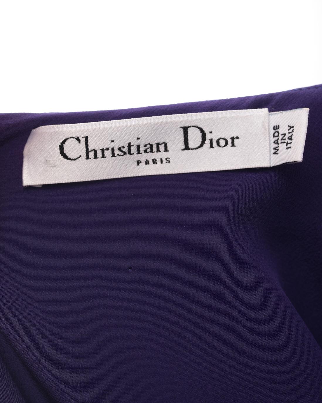 Christian Dior Purple Silk Dress with Black Beaded Belt - 4 For Sale 1