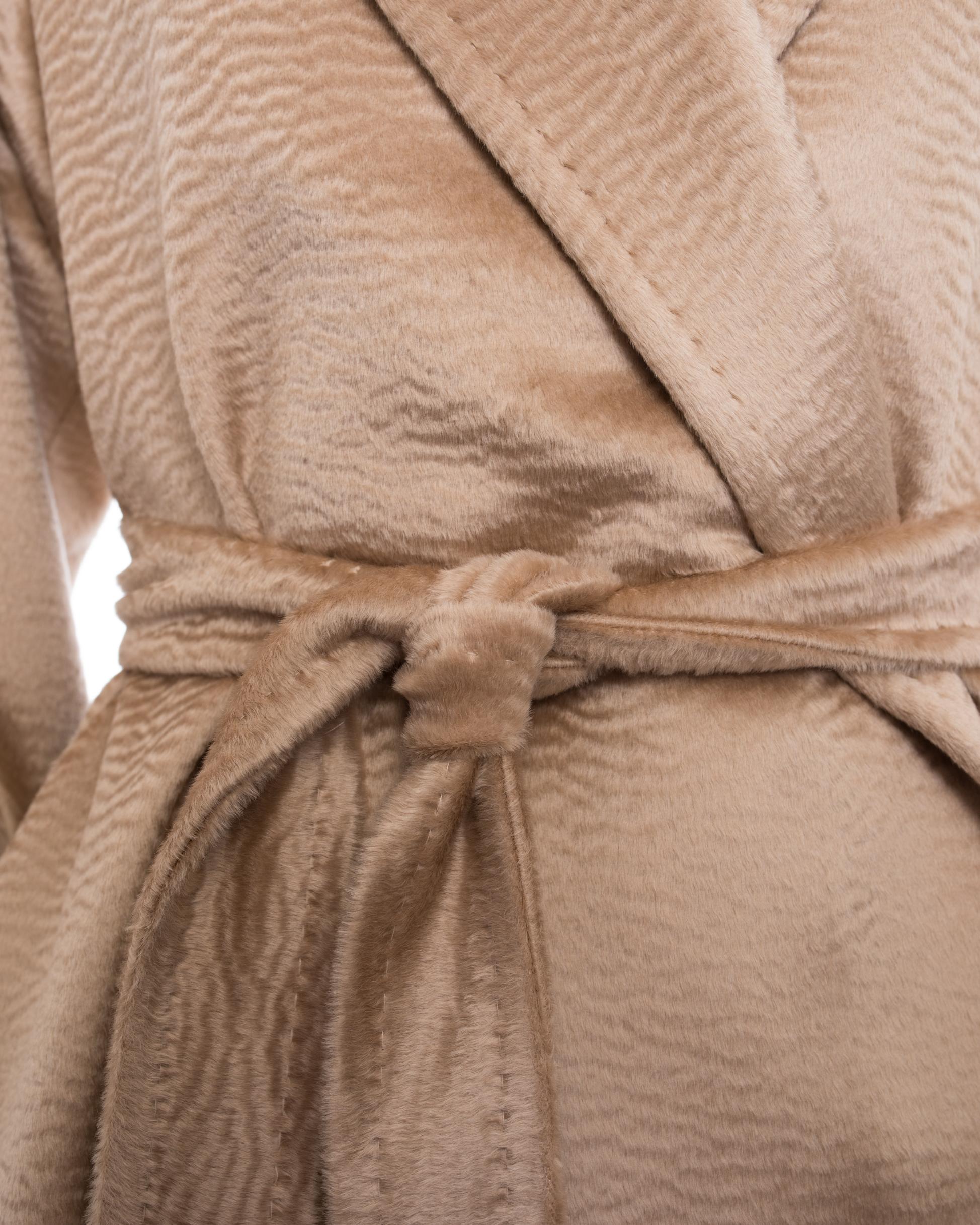 Beige Max Mara Bormio Alpaca Soft Textured Belted Oversized Coat - 2