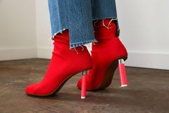 Vetements Red Lighter Stretch Logo Sock Boots - 37