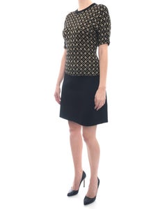 Louis Vuitton Monogram Logo Black and Yellow Knit Sweater Dress - L