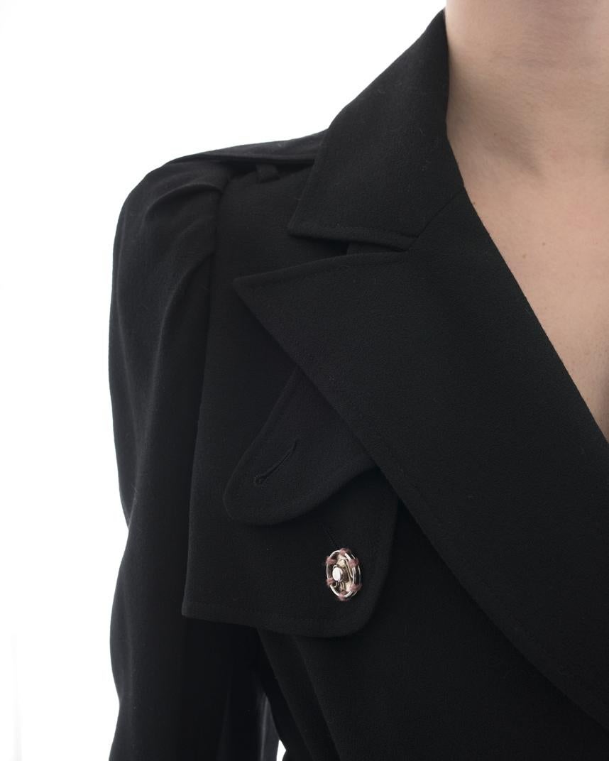 Women's John Galliano Vintage Black Short Trench Jacket - 8