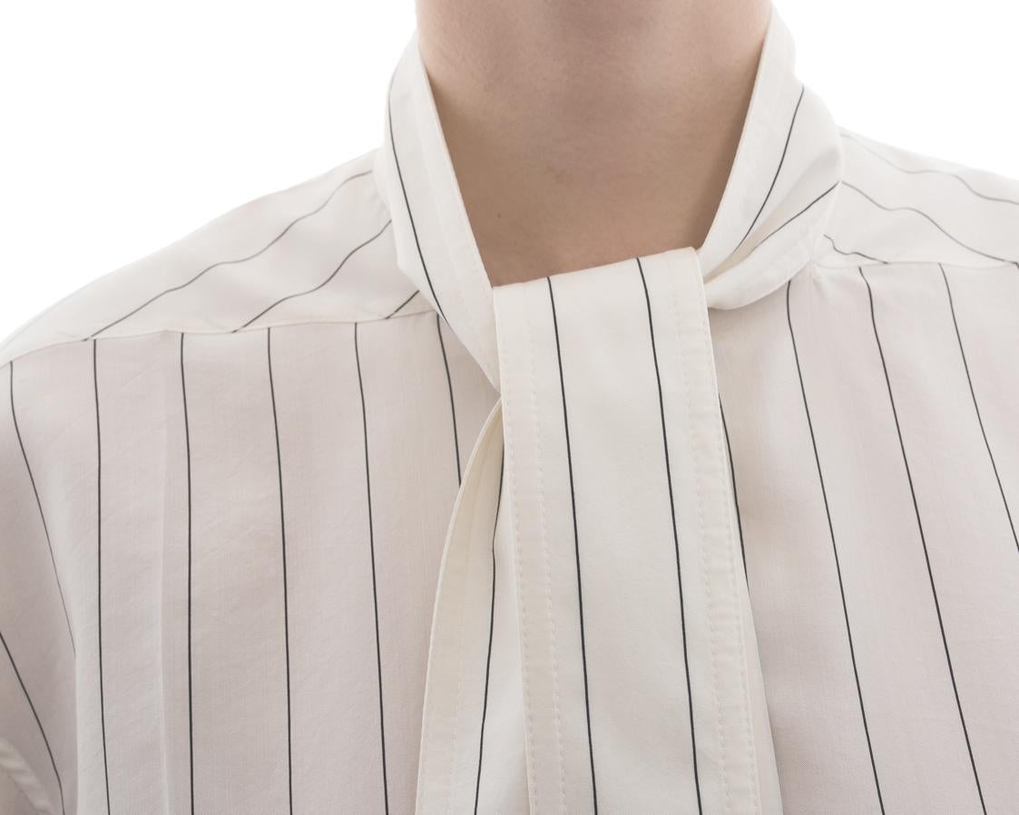 Celine Off White Cotton Pinstripe Shirt Dress - M In Excellent Condition In Toronto, ON