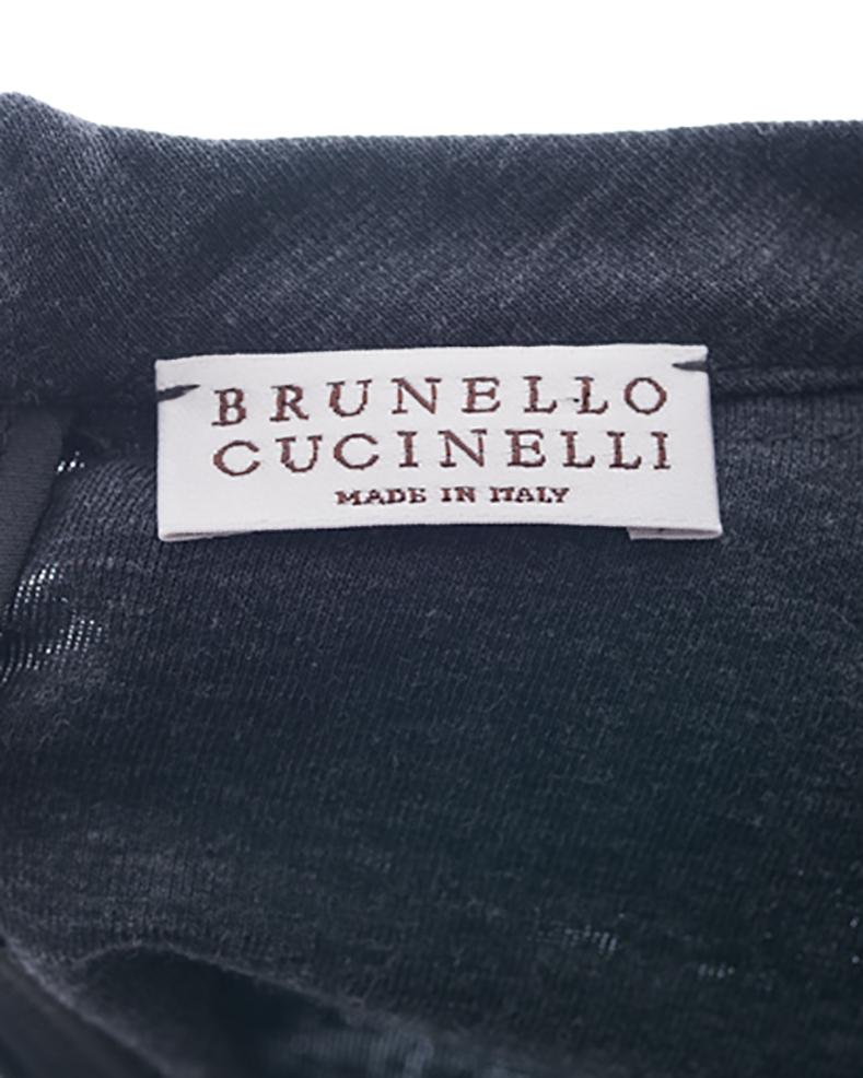Brunello Cucinelli Charcoal Knit Jersey Dress with Chain Trim – 4 3