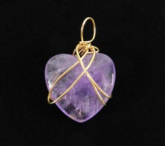 Kazuko Oshima 14K Gold-filled Wire and Purple Amethyst Heart Pendant